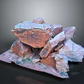 Natural Rock Landscape Featuring Red Brown Rocks And Green Moss Details