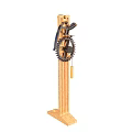 Modern Wooden Wall Clock With Black Gear Design And Hanging Pendulum Decor