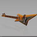 Orange Triangular Body Electric Bass Guitar With Unique Design And Metal Components