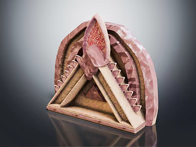 Cartoon Scene Of 3D Anatomical Structure With Textured Layers And Pink Beige Tones 3d model