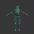 Mechanical Robot With Silver Black Metallic Body And Extended Limb Structure Standing Pose Design 3d model
