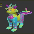 Colorful Mythical Creature With Horns Wings And Vibrant Decorative Patterns