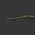 Green Centipede with Long Segmented Body and Numerous Legs on Dark Background 3d model