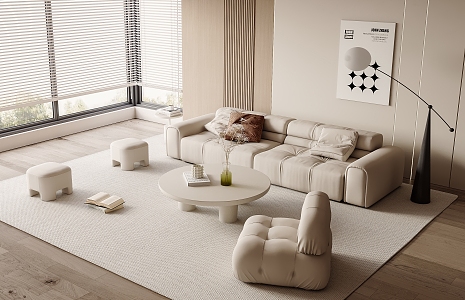 Sofa Coffee Table Combination Multi-person Sofa Coffee Table Fruit Plate Sofa Single Sofa Leisure Chair 3d model