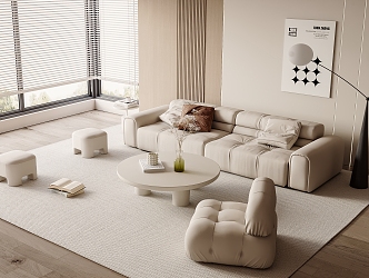 Sofa Coffee Table Combination Multi-person Sofa Coffee Table Fruit Plate Sofa Single Sofa Leisure Chair 3d model