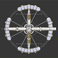 Futuristic Space Station Model Featuring Rotating Wheel Structure Solar Panels And Detailed Connecting Modules