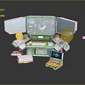 Futuristic Control Console With Multiple Screens Data Displays And Spherical Tech Devices