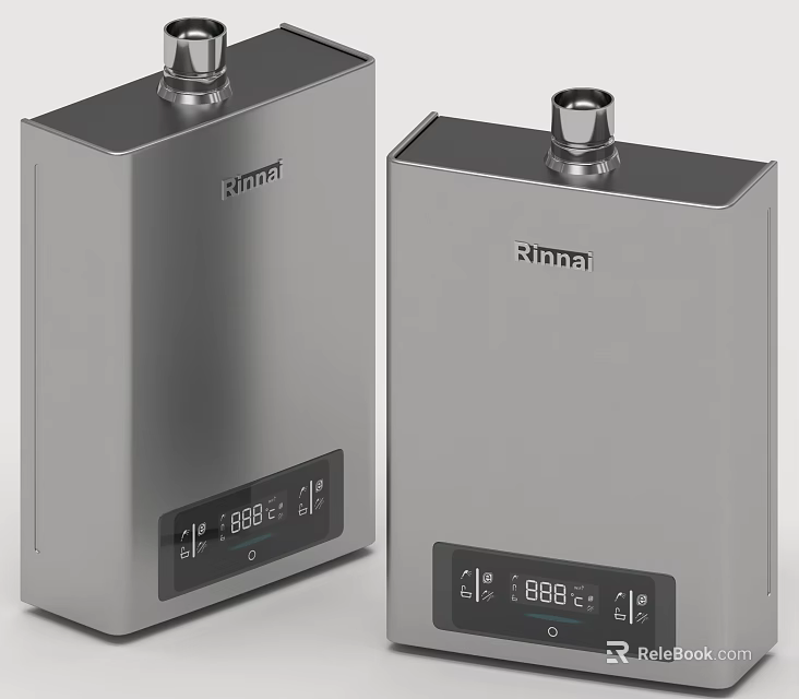 Modern Rinnai Silver Electric Appliances With Digital Temperature Display Panel 3d model 
