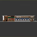 Uncle Bobs Family Restaurant Building With White Sloped Roof Blue Awnings Outdoor Seating And Plants
