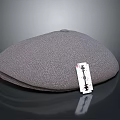Gray Fabric Beret Hat with Stylish Label for Fashion Accessory Outfit