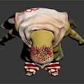 Vibrant Fantasy Character Creature With Yellow Body Green Legs Red Shoes And Red Spiked Head