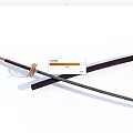 Traditional Japanese Sword With Crossed Blade Scabbard Wooden Handle And Metal Ornament