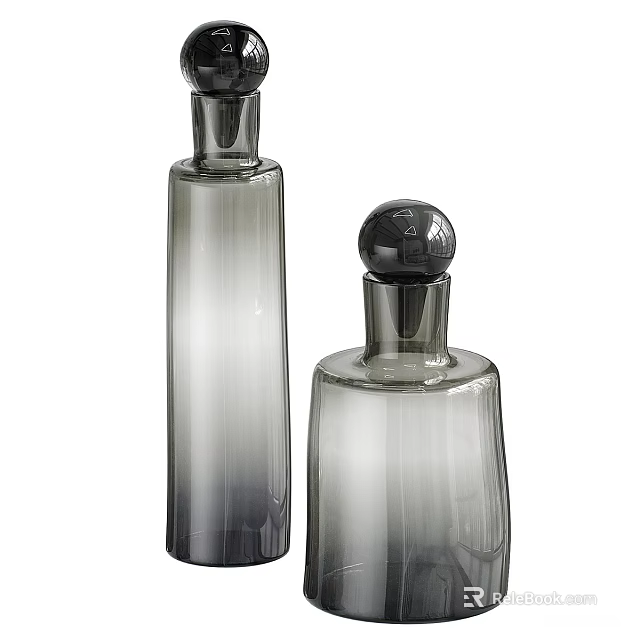 Decorative Ceramic Vessels With Black Lids And Modern Design In Different Sizes 3d model 