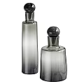 Decorative Ceramic Vessels With Black Lids And Modern Design In Different Sizes