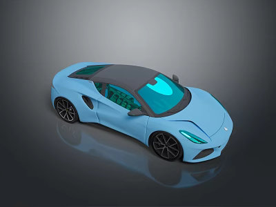 Blue Sports Car With Black Roof And Green Windows Sleek Modern Design And Black Wheels 3d model