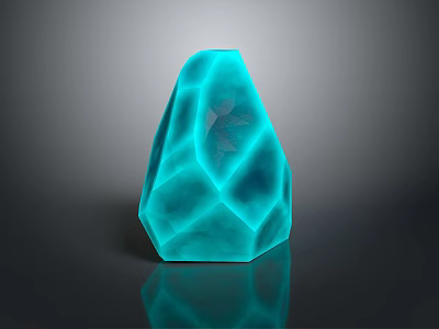 Turquoise Wood Stone Decorative Object With Irregular Glossy Texture And Reflection On Dark Background 3d model
