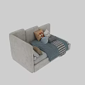 Cozy Light Colored Sofa Bed With Patterned Pillows And Striped Blanket
