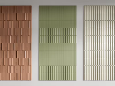 Textured Wall Panels In Three Colors Brown Green And Beige For Interior Design 3d model