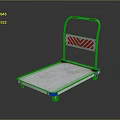 Durable Hardware Tool Platform Cart with Metal Frame Blue Wheels and Red White Striped Handle