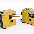 Two Yellow Industrial Generators With Worn Exterior And Control Panels 3d model