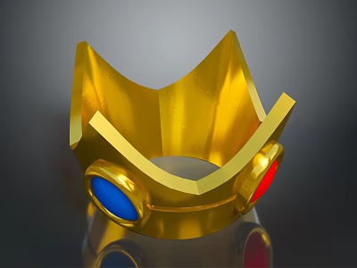 Golden Crown Shaped Decorative Accessory With Blue And Red Gemstones For Home Decor 3d model