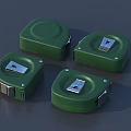 Four Green Square Industrial Devices Featuring Metal Components And Rectangular Design