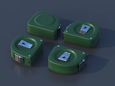 Four Green Square Industrial Devices Featuring Metal Components And Rectangular Design 3d model