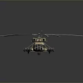 Sand Colored Transport Helicopter Model With Large Rotors And Detailed Design