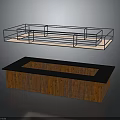 Modern Furniture With Black Metal Frame Shelf And Brown Wooden Top Cabinet