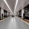 Modern Garage Interior Design With Circular Floor Illuminated Lines And Metal Walls