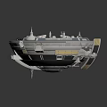 Circular Space Station 3D Model Structure With Antennas And Platform Components