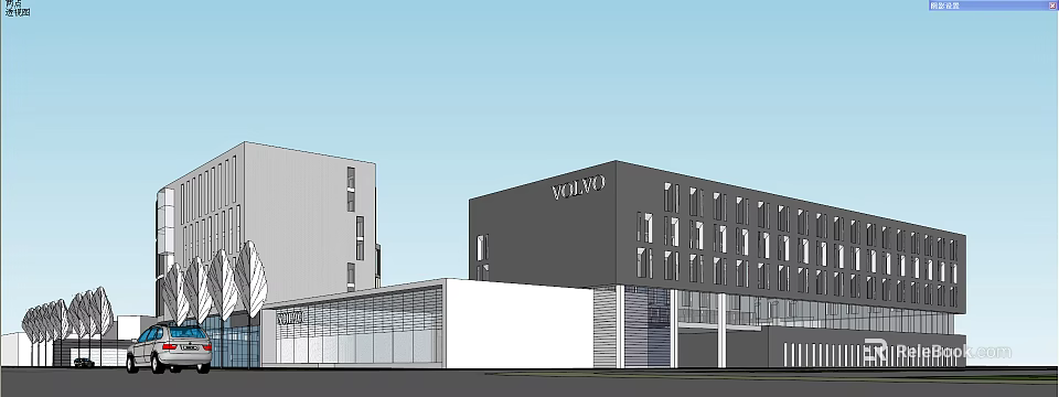 Modern School Building With Contemporary Architecture Gray White Facade And Large Windows 3d model