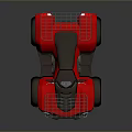 Red ATV With Two Seats Metal Racks Large Tires And Black Seats