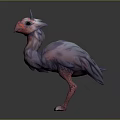 Fantasy Bird Like Creature With Purple Pink Feathers Horns And Textured Skin In Standing Pose