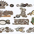 Unique Garden Decor Ornaments With Various Vintage Metal Gears For Outdoor Landscaping