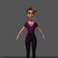 Game Movie Character Female With Short Hair Purple Top And Dark Pants