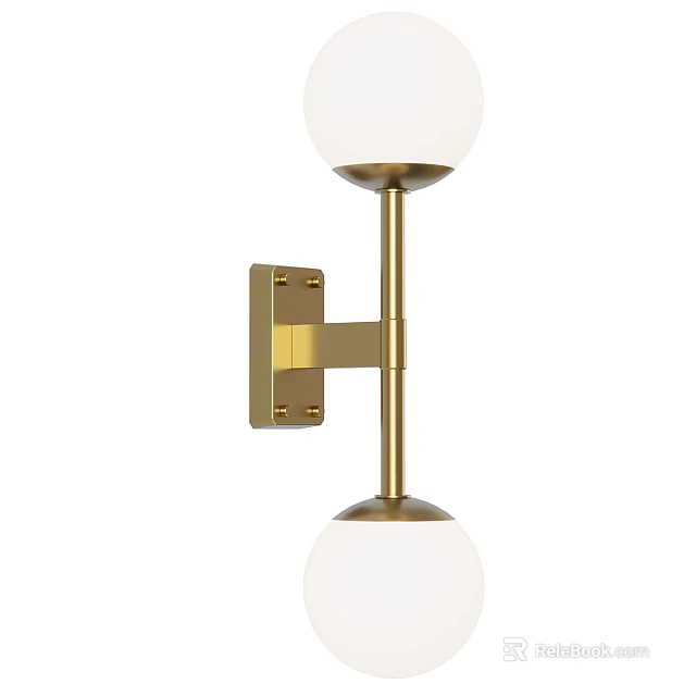 Elegant Modern Brass Wall Mounted Sconce With Double Glass Globe Design 3d model 