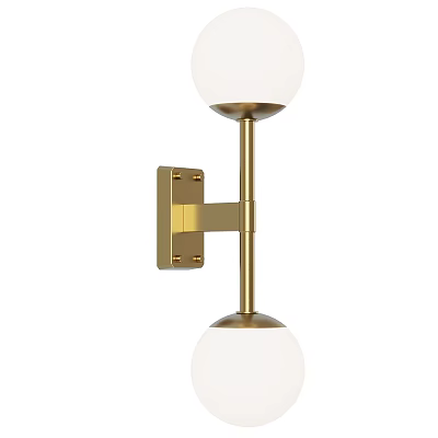 Elegant Modern Brass Wall Mounted Sconce With Double Glass Globe Design 3d model