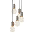 Modern Cluster Pendant Lights With Gray Cement Bases And Clear Glass Bulbs For Interior Lighting