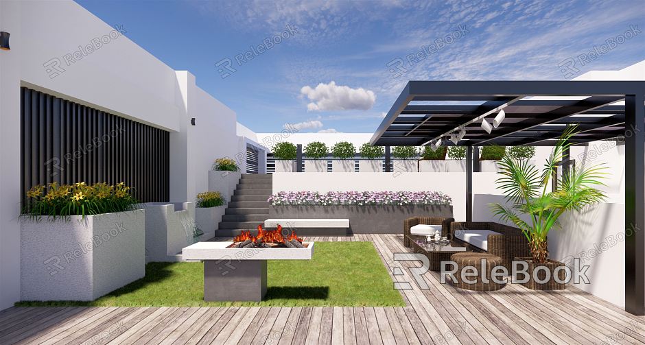 Modern Garden Roof Garden Courtyard View model