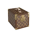 Stacked Brown Suitcases with Repeating Patterns Golden Clasps Handles and Classic Design 3d model