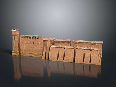 Detailed Ancient Egyptian Architecture Model Featuring Tower Walls Carved Columns And Sandstone Structures 3d model