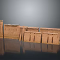 Detailed Ancient Egyptian Architecture Model Featuring Tower Walls Carved Columns And Sandstone Structures 3d model