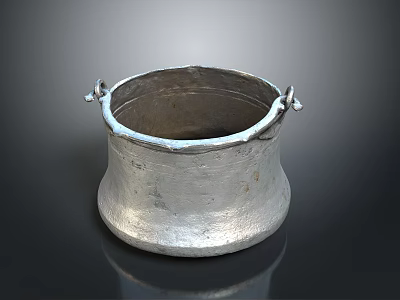 Vintage Silver Metal Container With Two Side Handles For Household Use 3d model