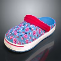 Comfortable Blue Casual Slippers With Pink Floral Print Red Strap White Sole