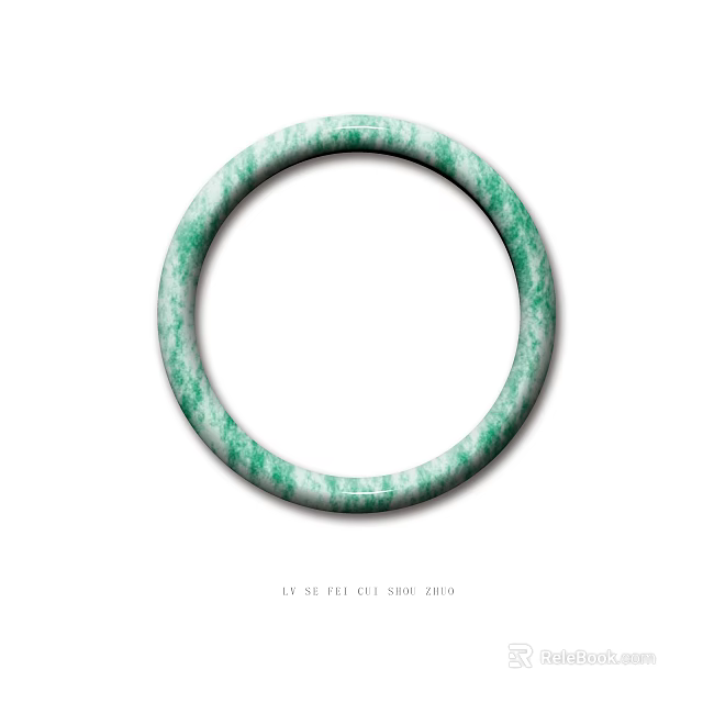 Classic Elegant Green Natural Jade Bracelet With Glossy Polished Round Design 3d model 