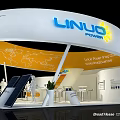 LINUO POWER Exhibition Booth With White Yellow Arch Shaped Roof And Solar Panels