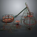 Outdoor Metal Playground Equipment With Swing Slide And Rotating Play Structures For Kids
