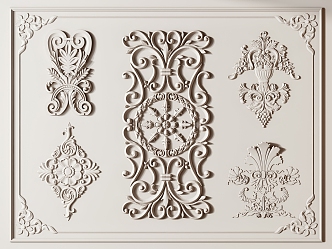 French carved plaster 3d model