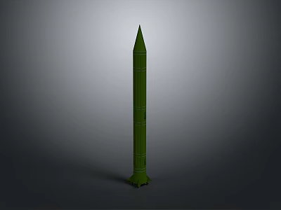 Detailed Green Military Missile Model Showcased Against Smooth Gray Gradient Background 3d model
